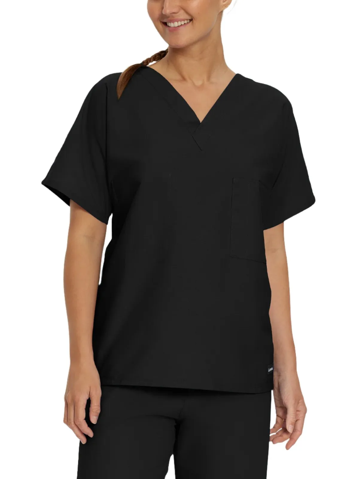 Essentials - Unisex Reversible 1-Pocket V-Neck Scrub Top