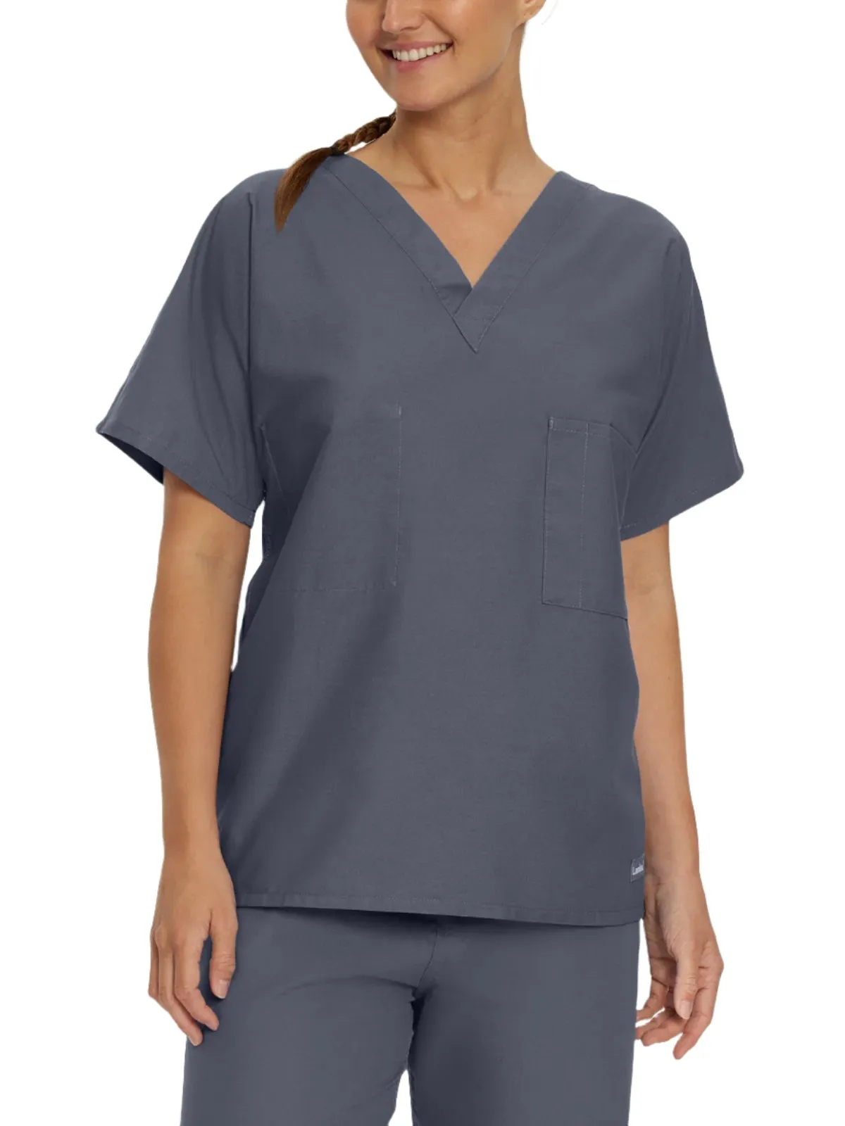 Essentials - Unisex Reversible 1-Pocket V-Neck Scrub Top