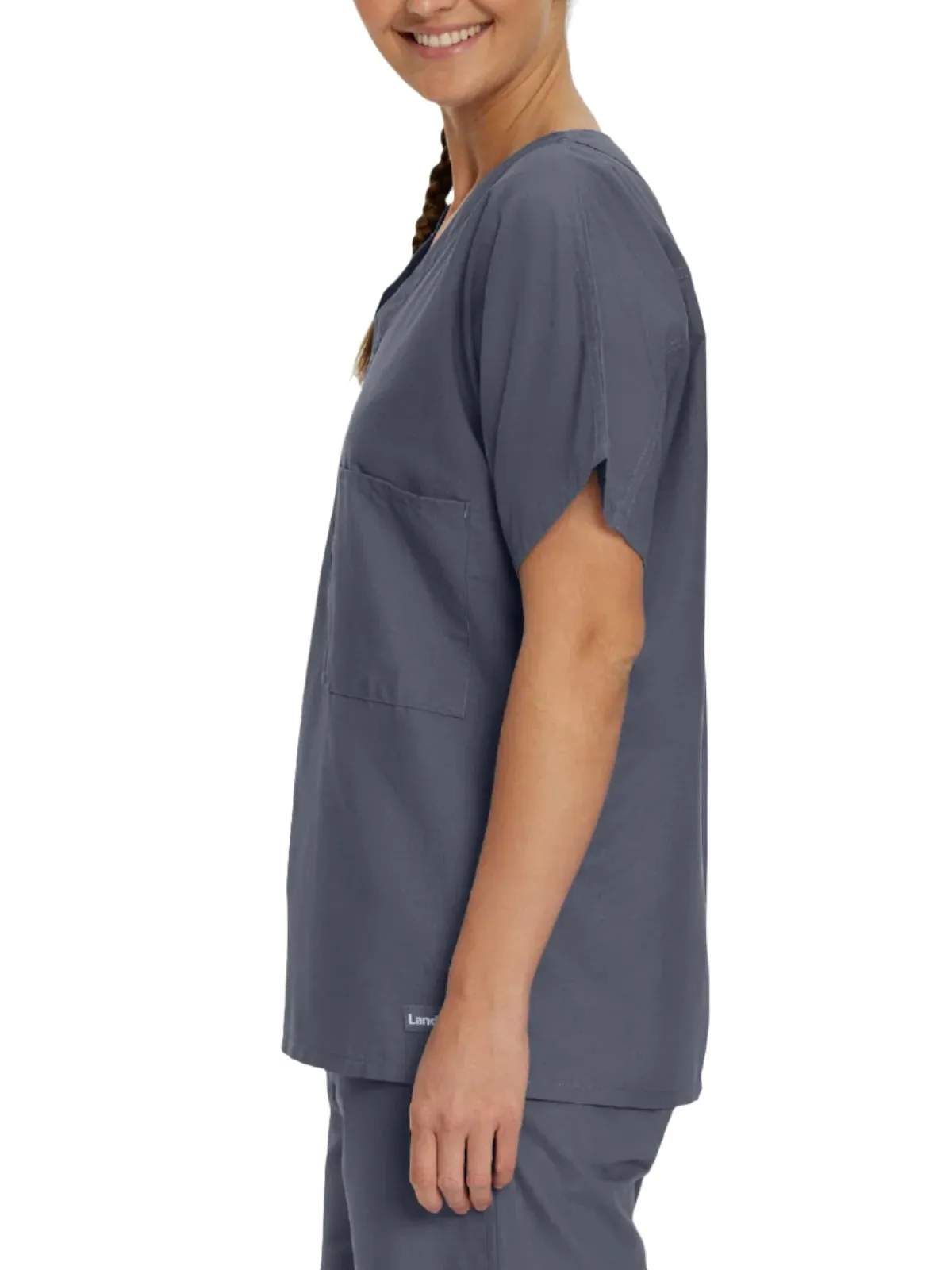 Essentials - Unisex Reversible 1-Pocket V-Neck Scrub Top