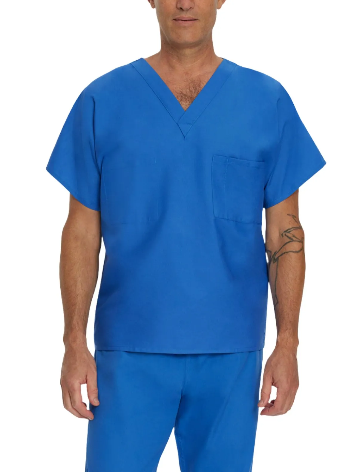 Essentials - Unisex Reversible 1-Pocket V-Neck Scrub Top