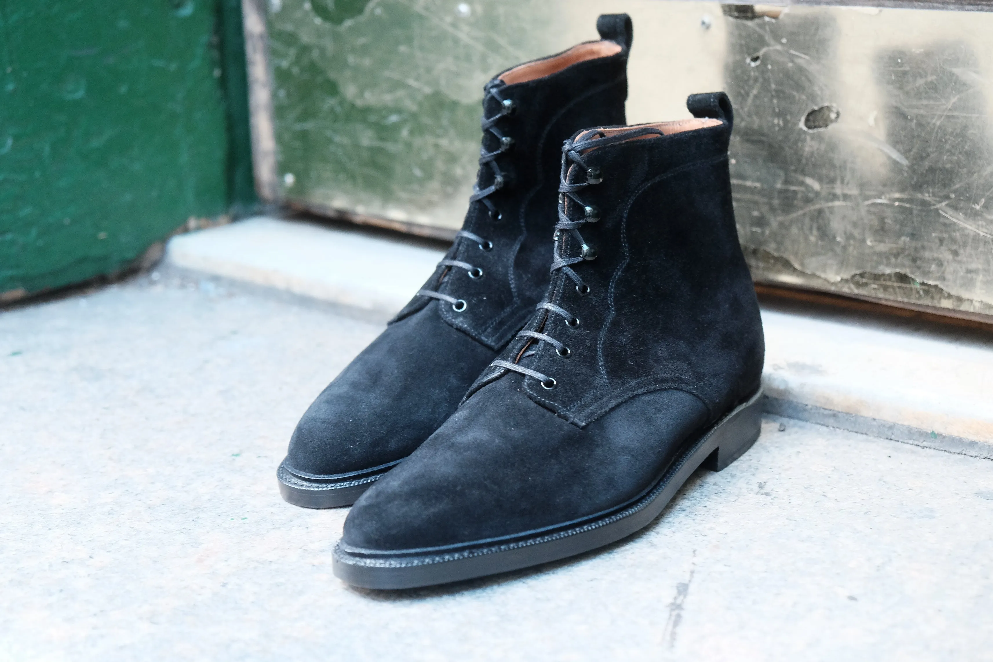 Foster - MTO - Black Suede - TMG Last - Double Leather Sole With 3/4 Storm Welt