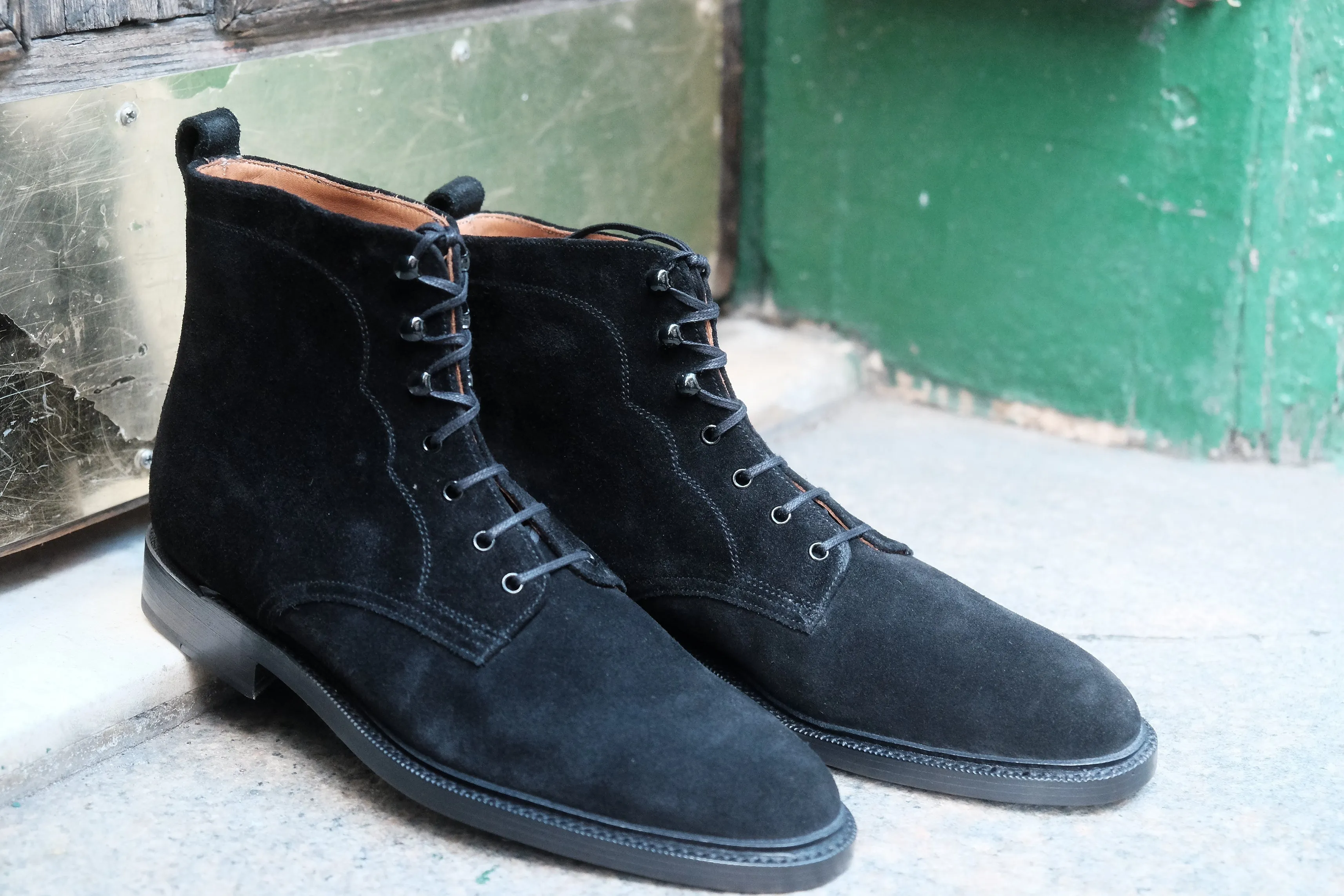 Foster - MTO - Black Suede - TMG Last - Double Leather Sole With 3/4 Storm Welt