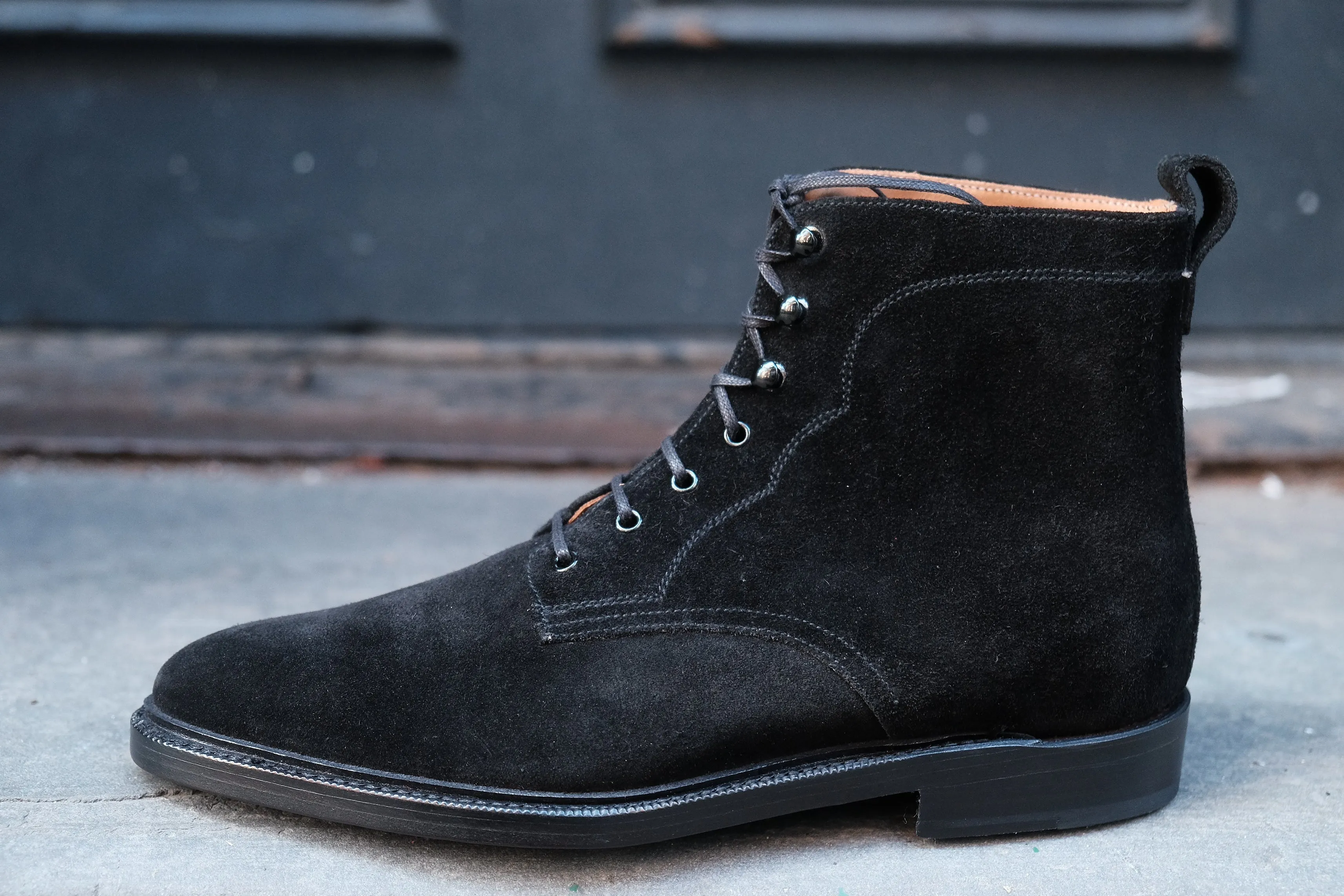 Foster - MTO - Black Suede - TMG Last - Double Leather Sole With 3/4 Storm Welt