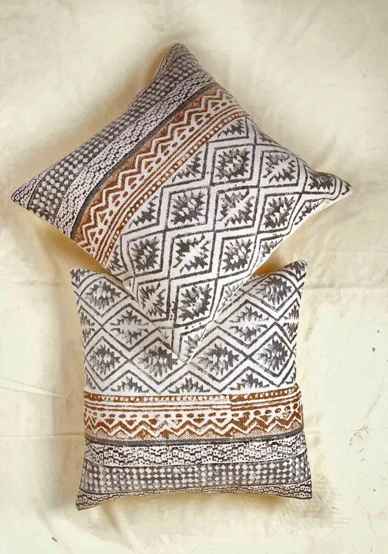 Goldmine Gaze Hand Block Print Cotton Cushion Cover