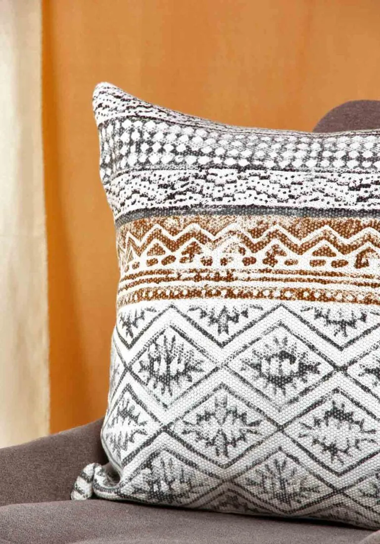 Goldmine Gaze Hand Block Print Cotton Cushion Cover