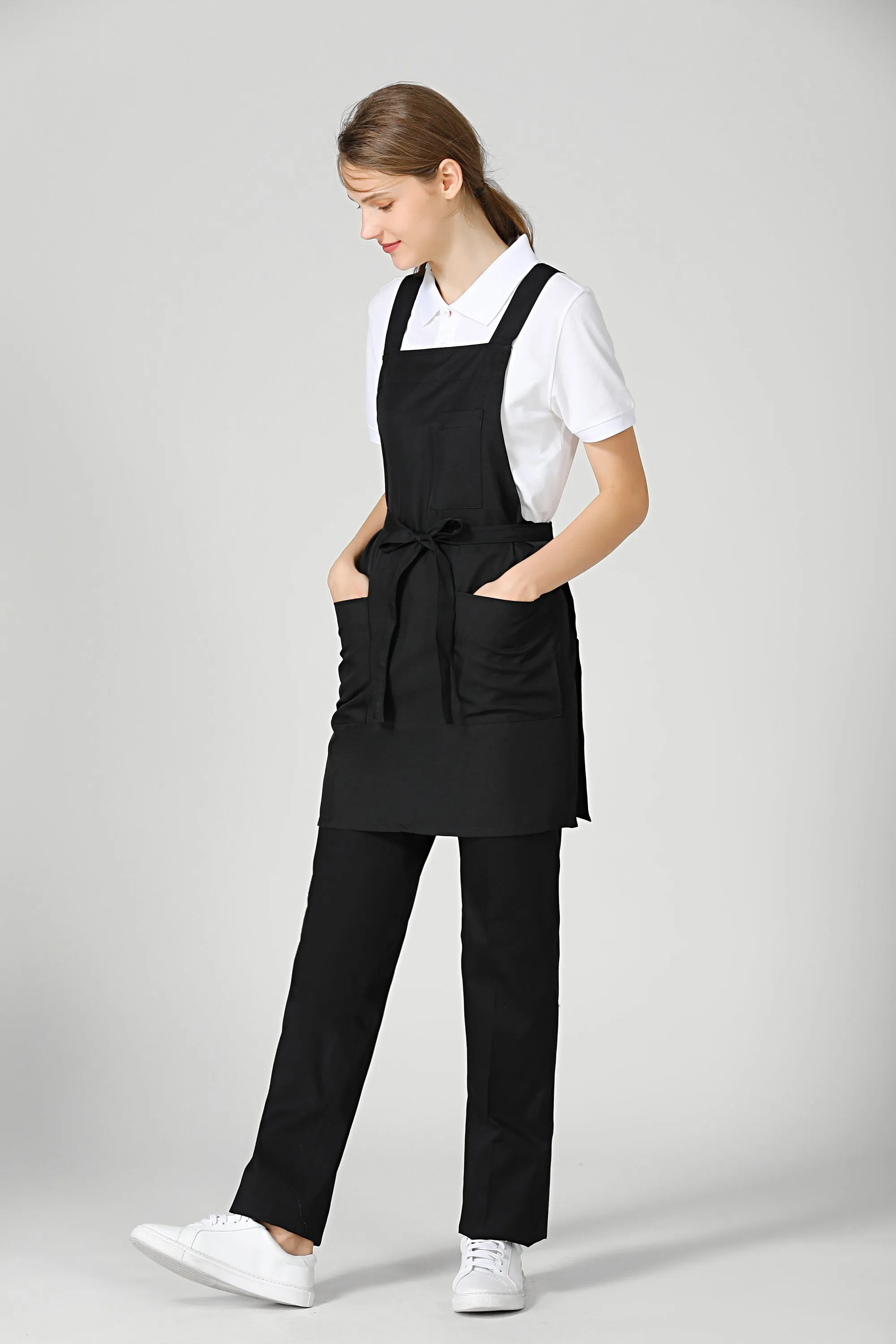 Gretel Black Service Bib Apron