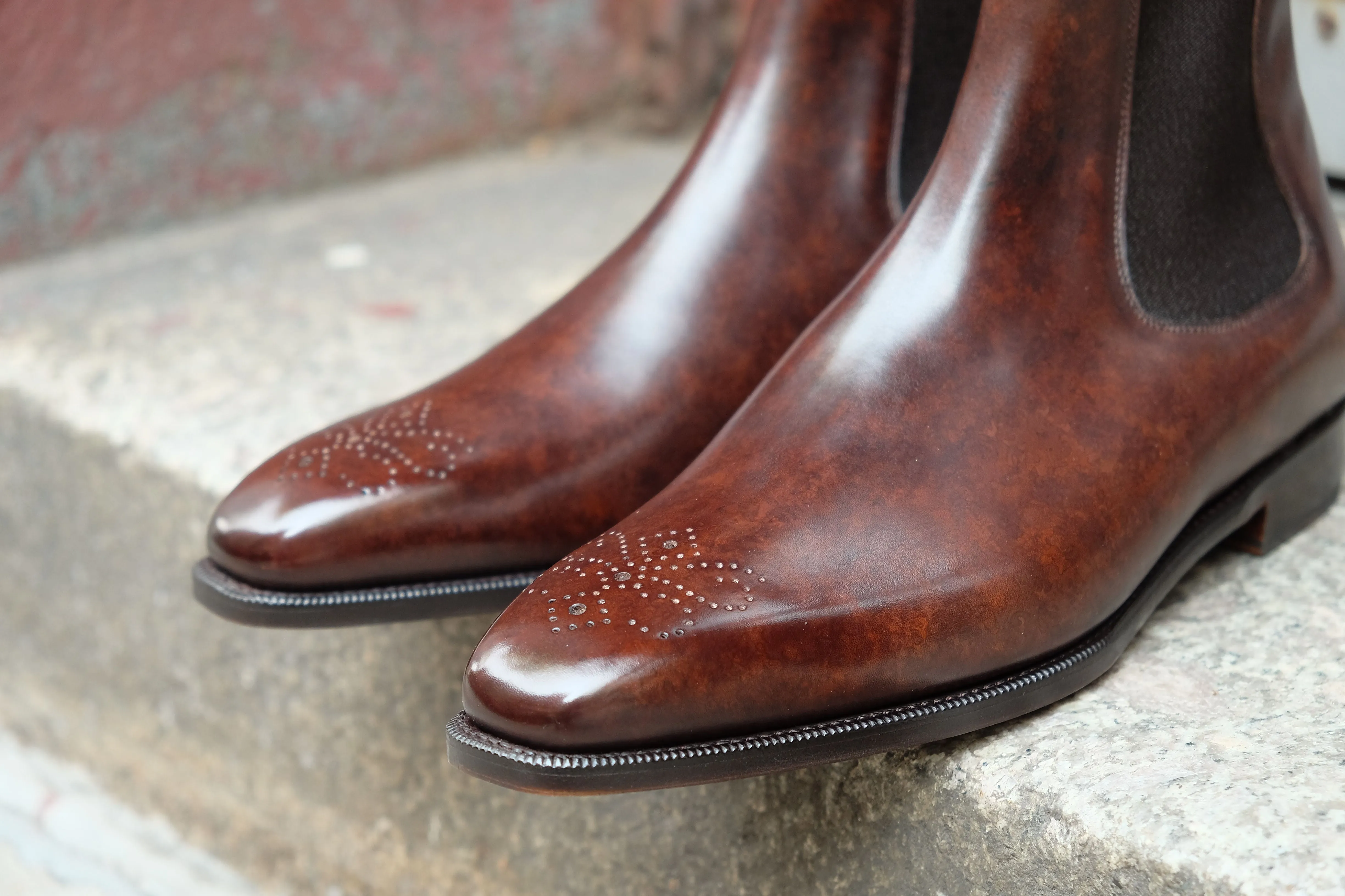 Highland - MTO - Dark Brown Marble Patina - MGF Last - Single Leather Sole