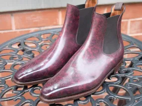 Highland - MTO - Mulberry Marble Patina Calf - MGF Last - Single City Rubber Sole