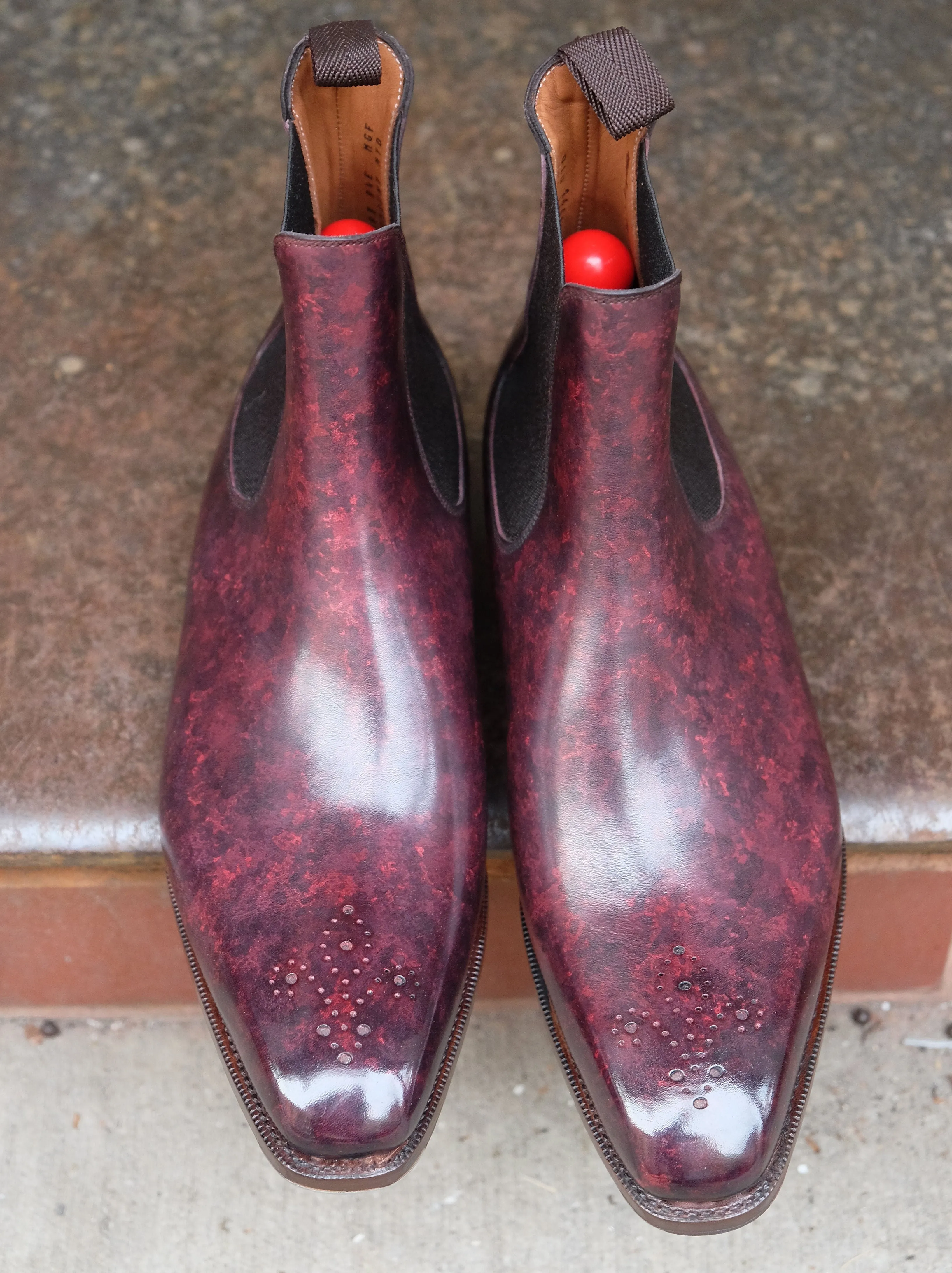 Highland - MTO - Mulberry Marble Patina Calf - MGF Last - Single City Rubber Sole