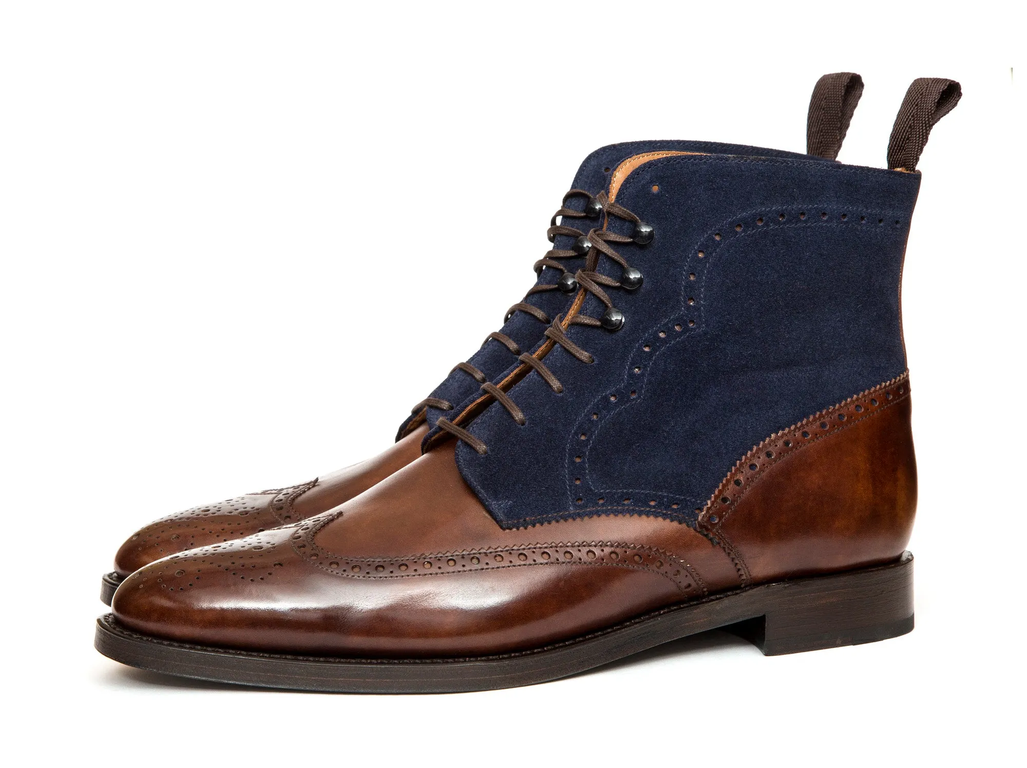 Holman - MTO - Walnut Museum Calf / Dark Blue Suede - TMG Last - Double Leather Sole