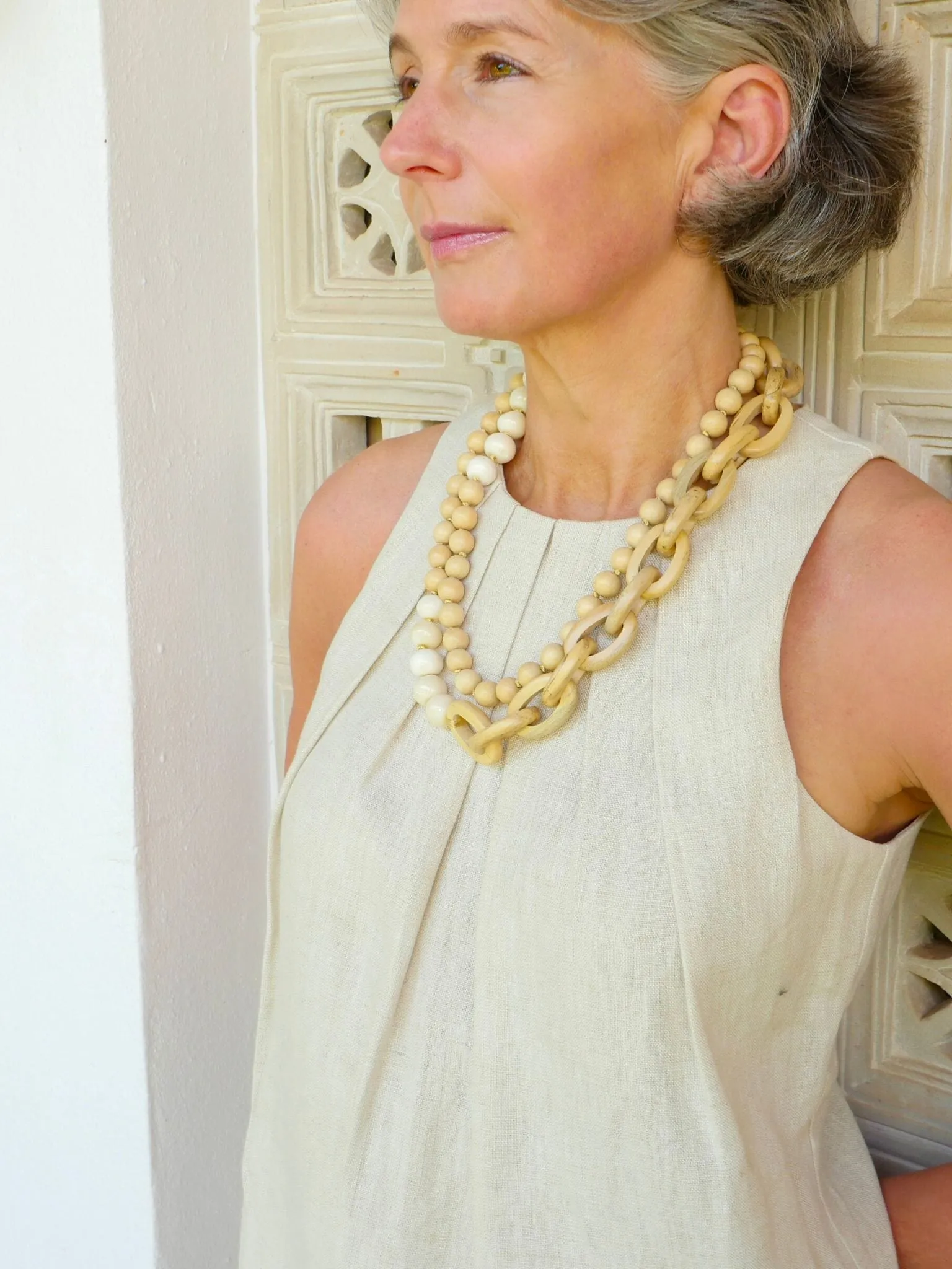 Ivory Marnalis Hardwood Chain Necklace