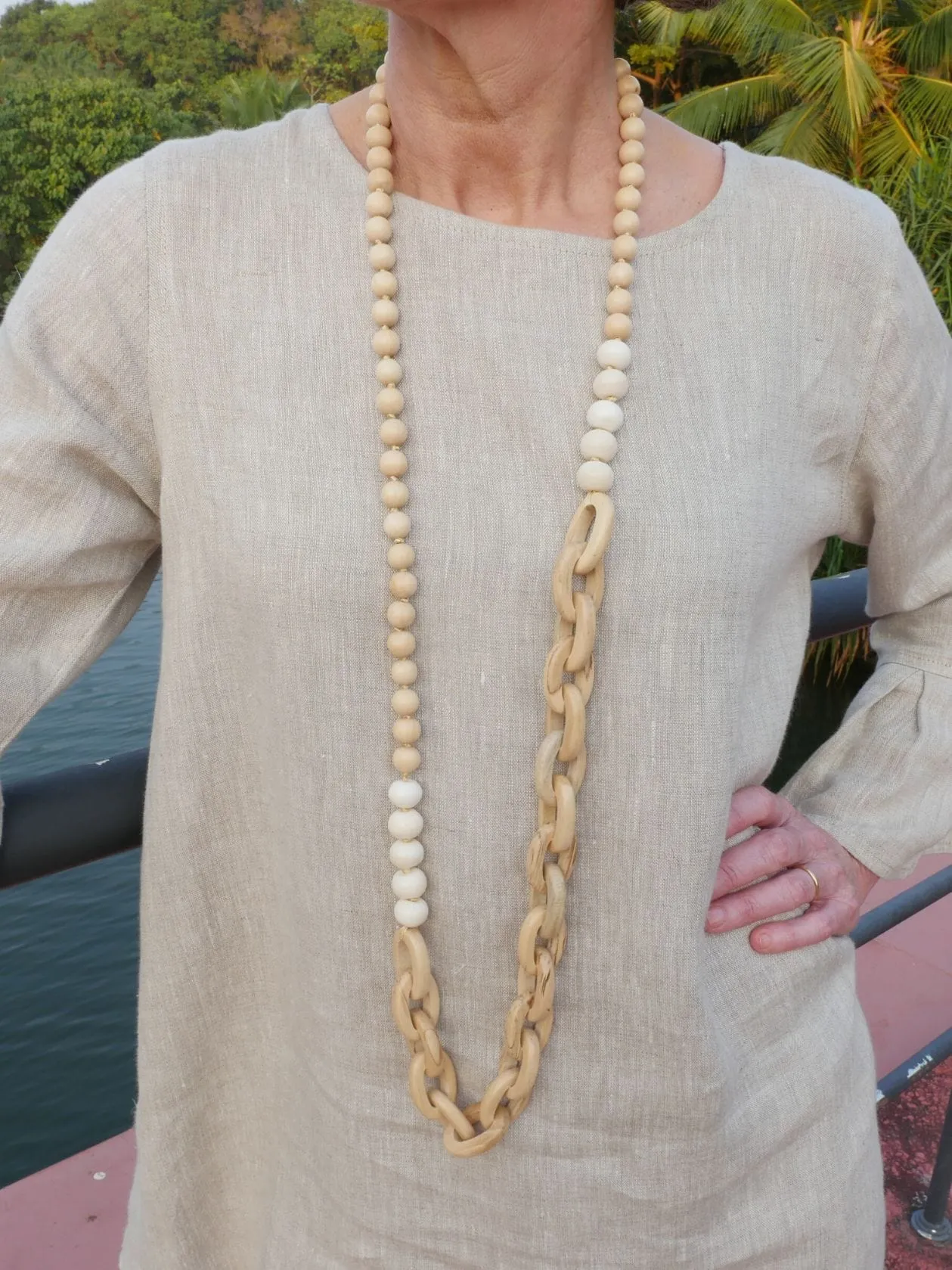 Ivory Marnalis Hardwood Chain Necklace