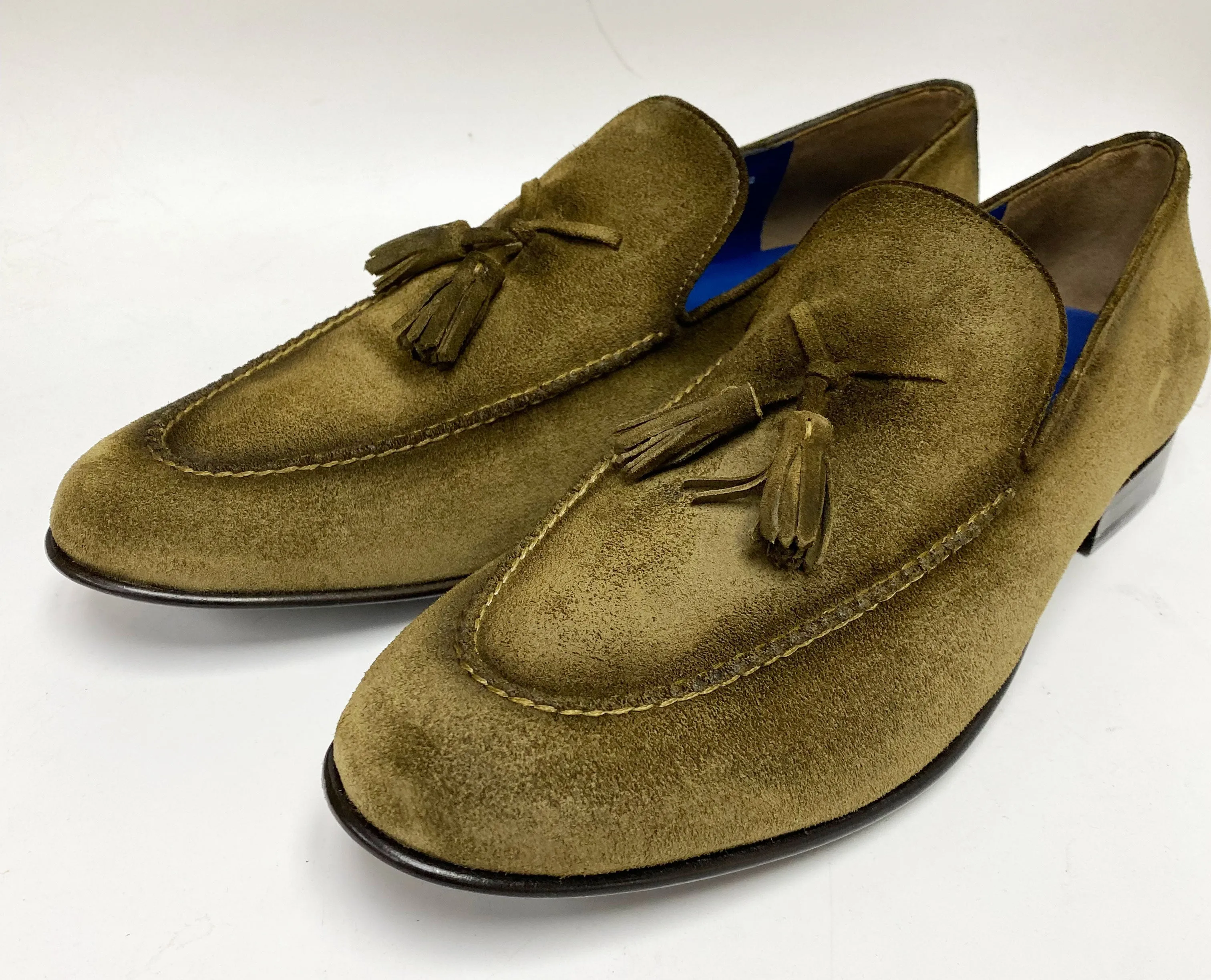 Jean Pierre Suede Tasseled Loafer Olive