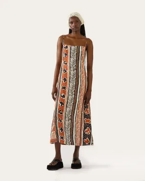 Kennedy Dress Tencel Print Brown