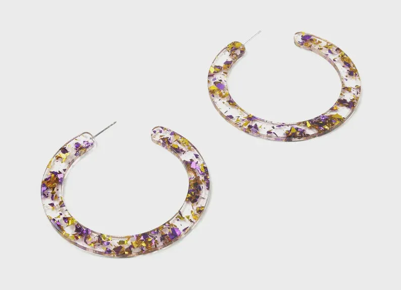 LARGE ACRYLIC HOOP | PURPLE & GOLD