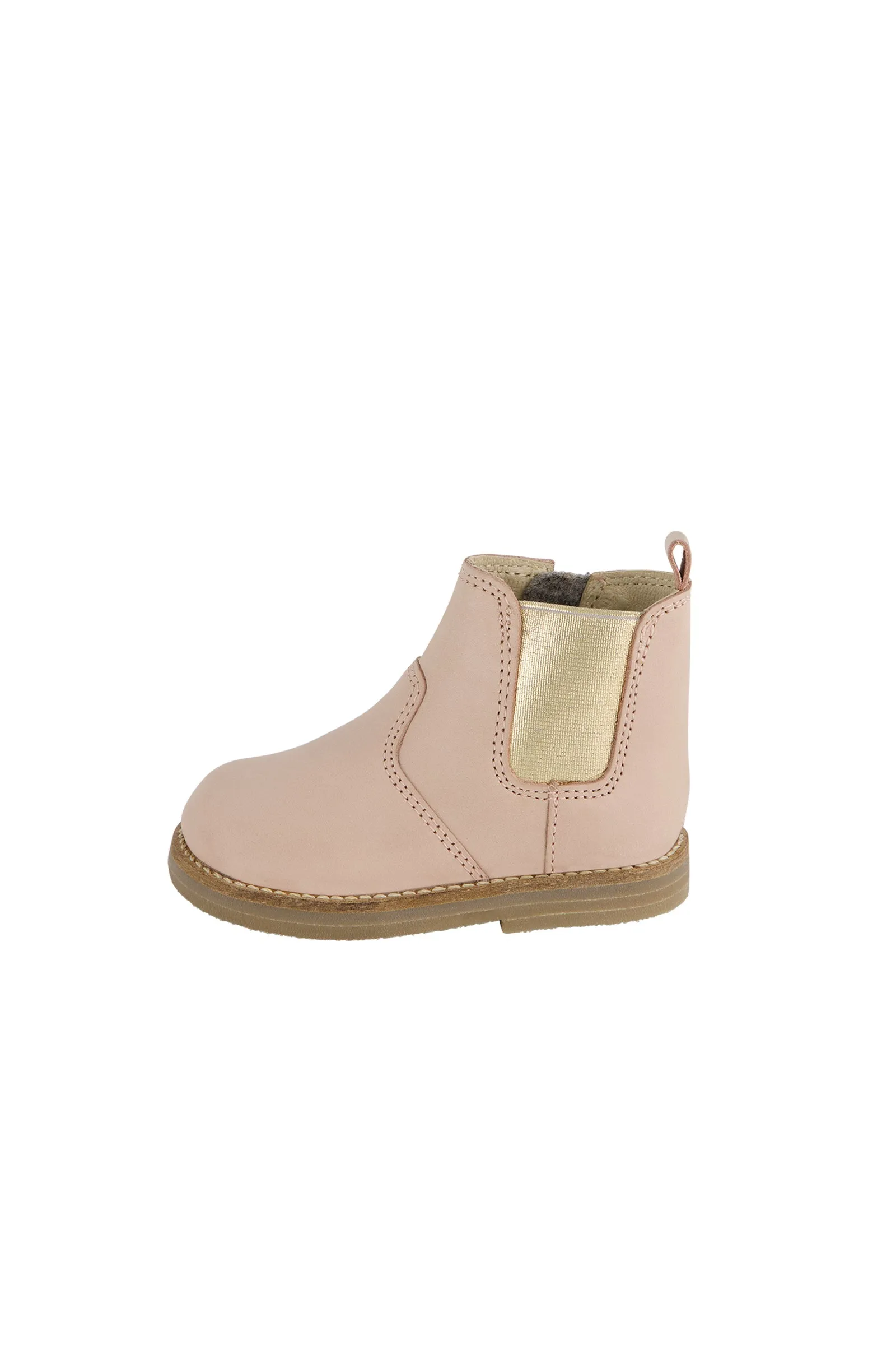 Leather Boot with Elastic Side - Blush