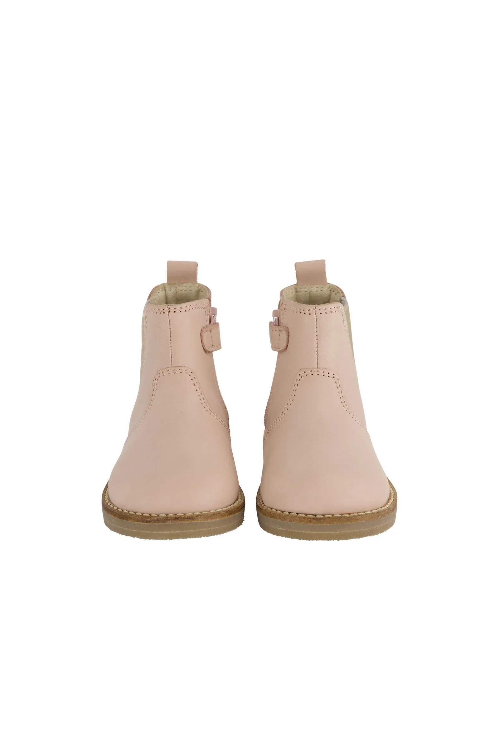 Leather Boot with Elastic Side - Blush