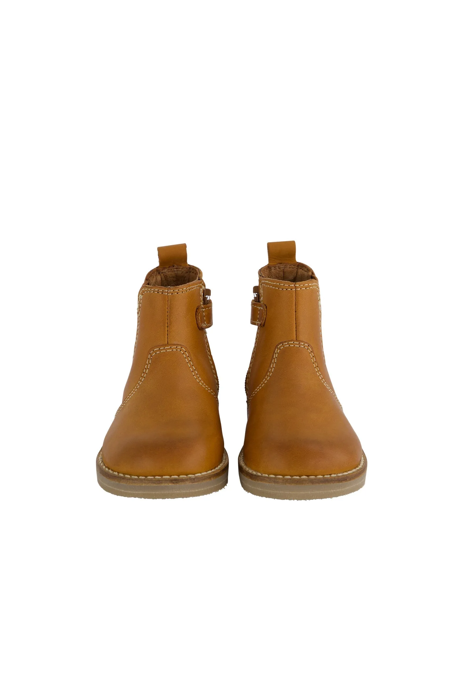 Leather Boot with Elastic Side - Tan