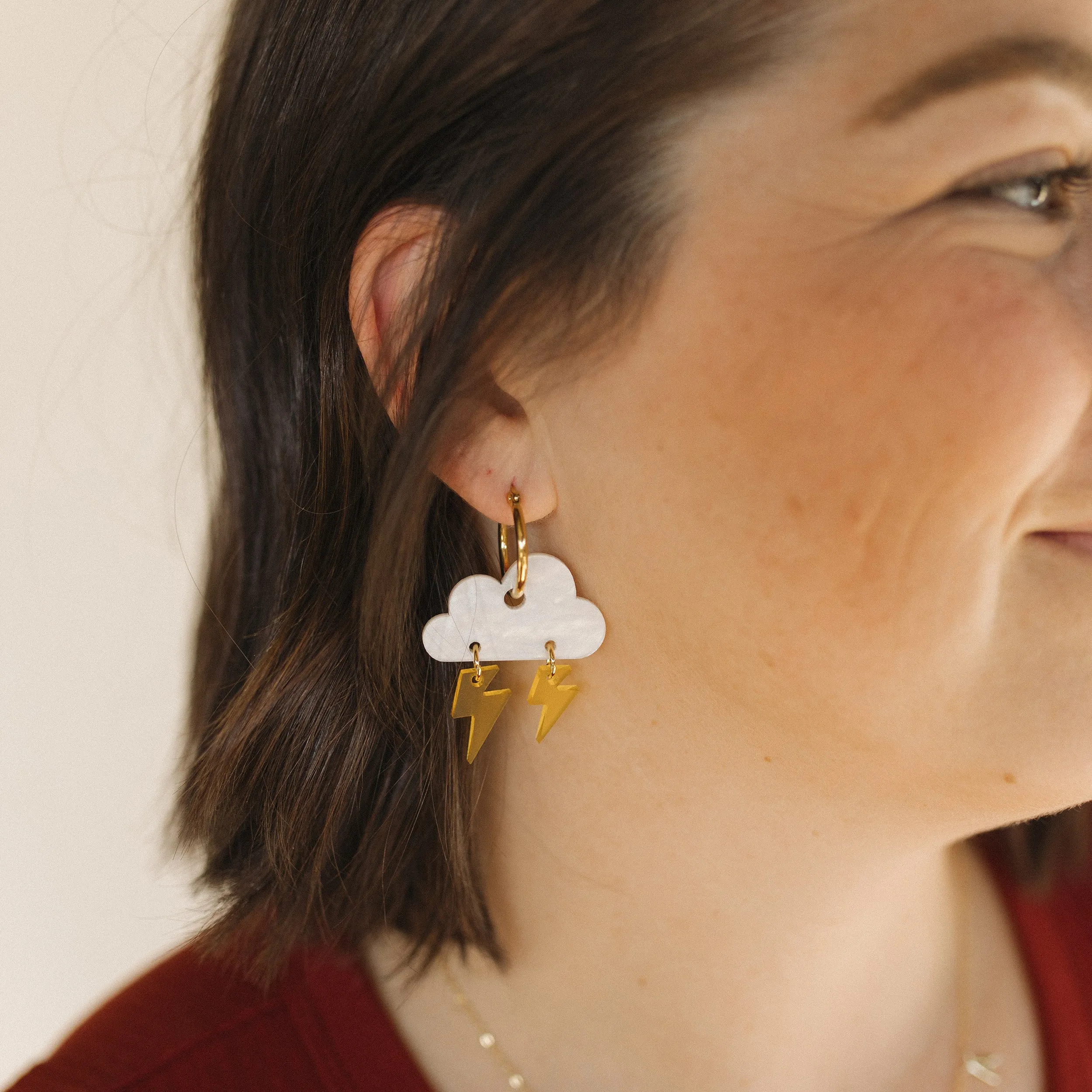 Lightning Thunder Cloud Hoop Earrings