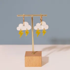 Lightning Thunder Cloud Hoop Earrings