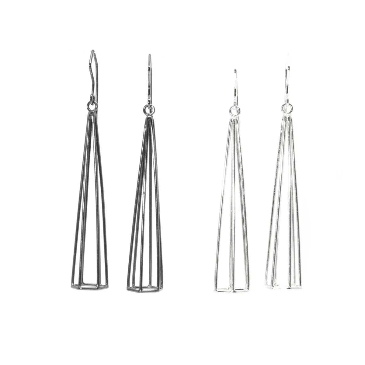 Long Oxidized Spire Earrings