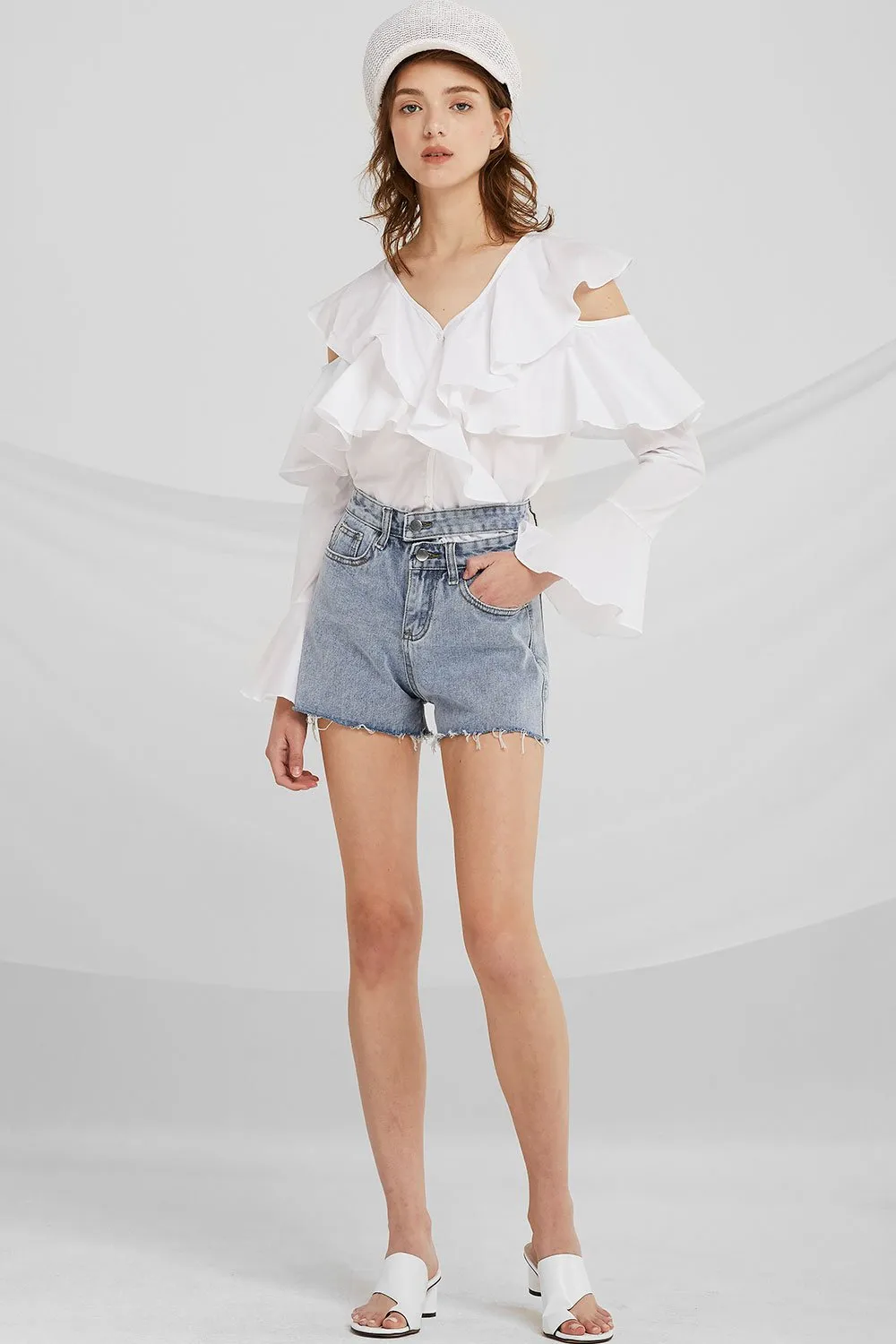 Lorelei Cold Shoulder Ruffle Top