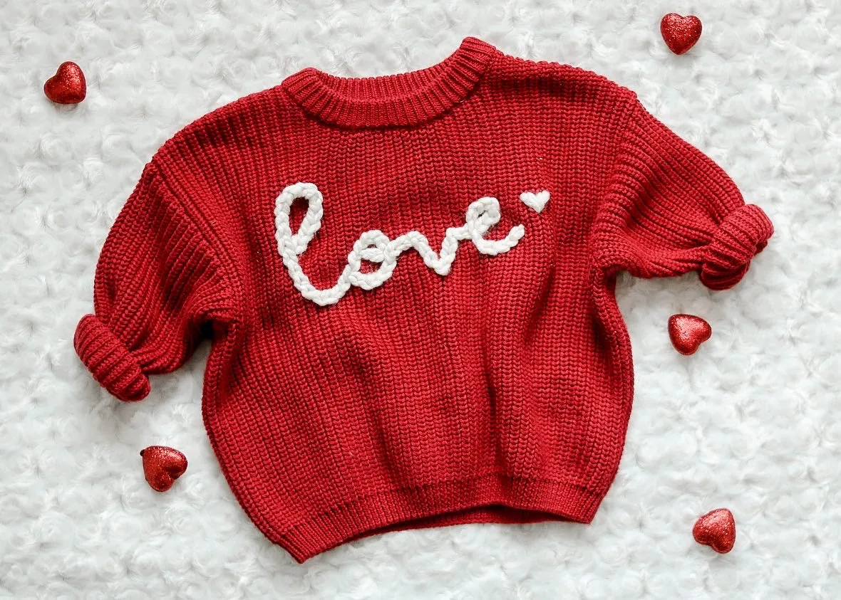 LOVE Hand-embroidered Chunky Sweater