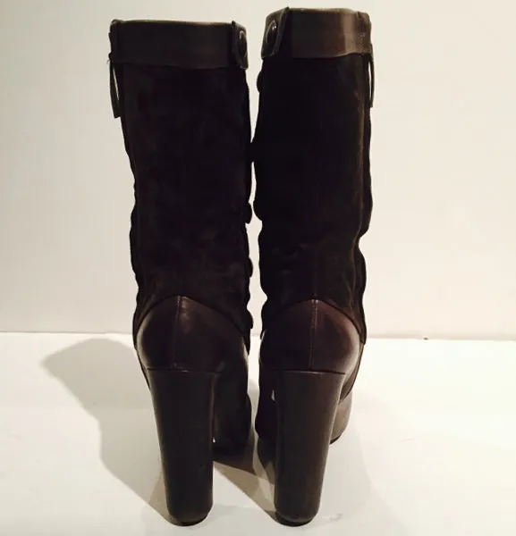 MARC JACOBS Gray Suede and Leather Button Up Spat Design Boots Size 8