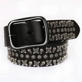 Men's Gothic Belts With Rivets Of Skulls And Crosses And Stars