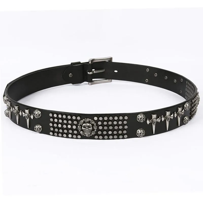 Men's Gothic Belts With Rivets Of Skulls And Crosses