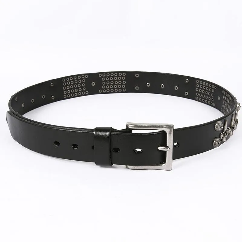 Men's Gothic Belts With Rivets Of Skulls And Crosses