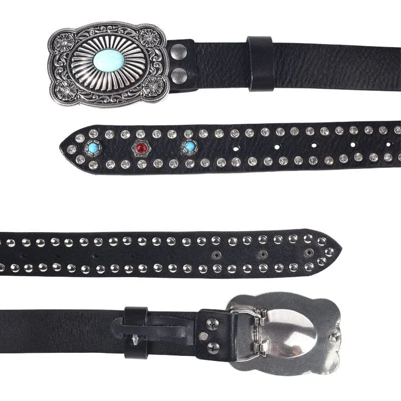 Men's Gothic Diamante Studded Belt