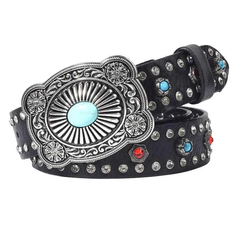 Men's Gothic Diamante Studded Belt