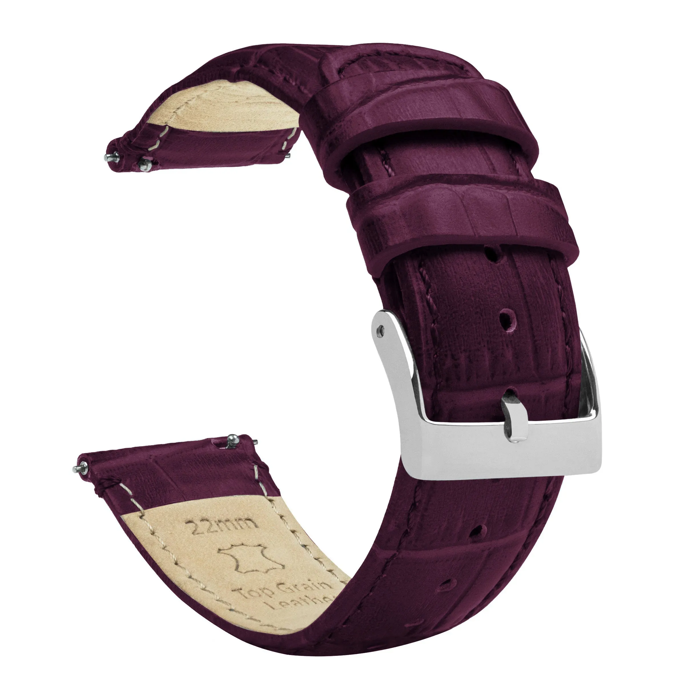 Merlot Alligator Grain Leather Watch Band (12mm, 15mm, 18mm, 23mm SALE)