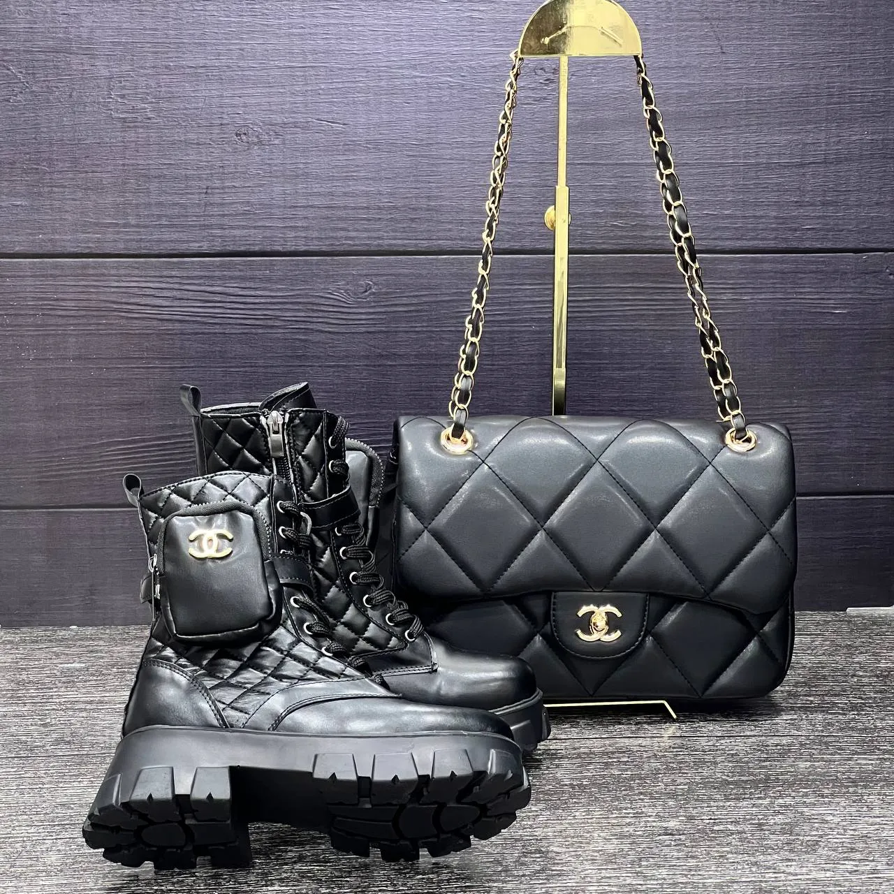 New season channal black boots set