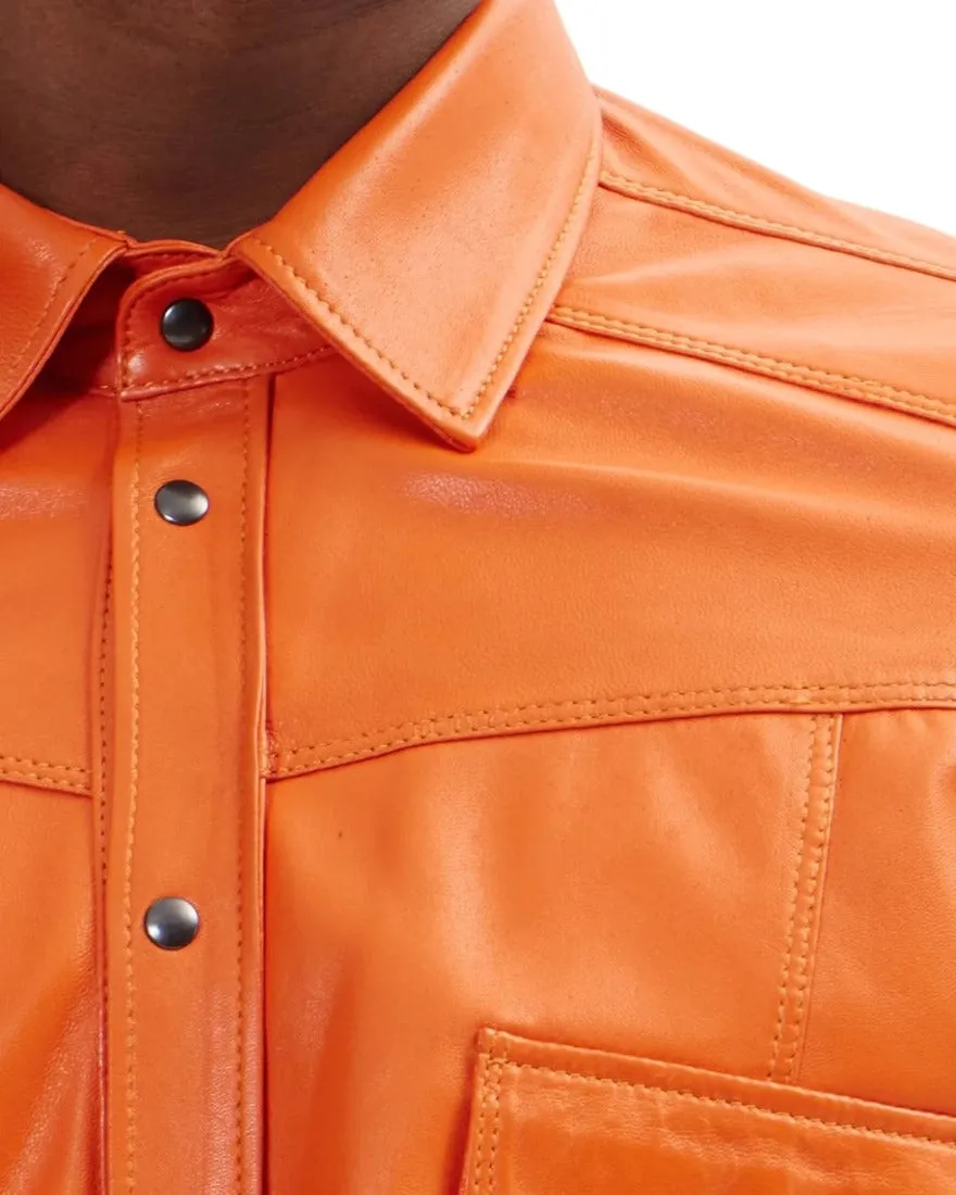 Orange Leather Shirt