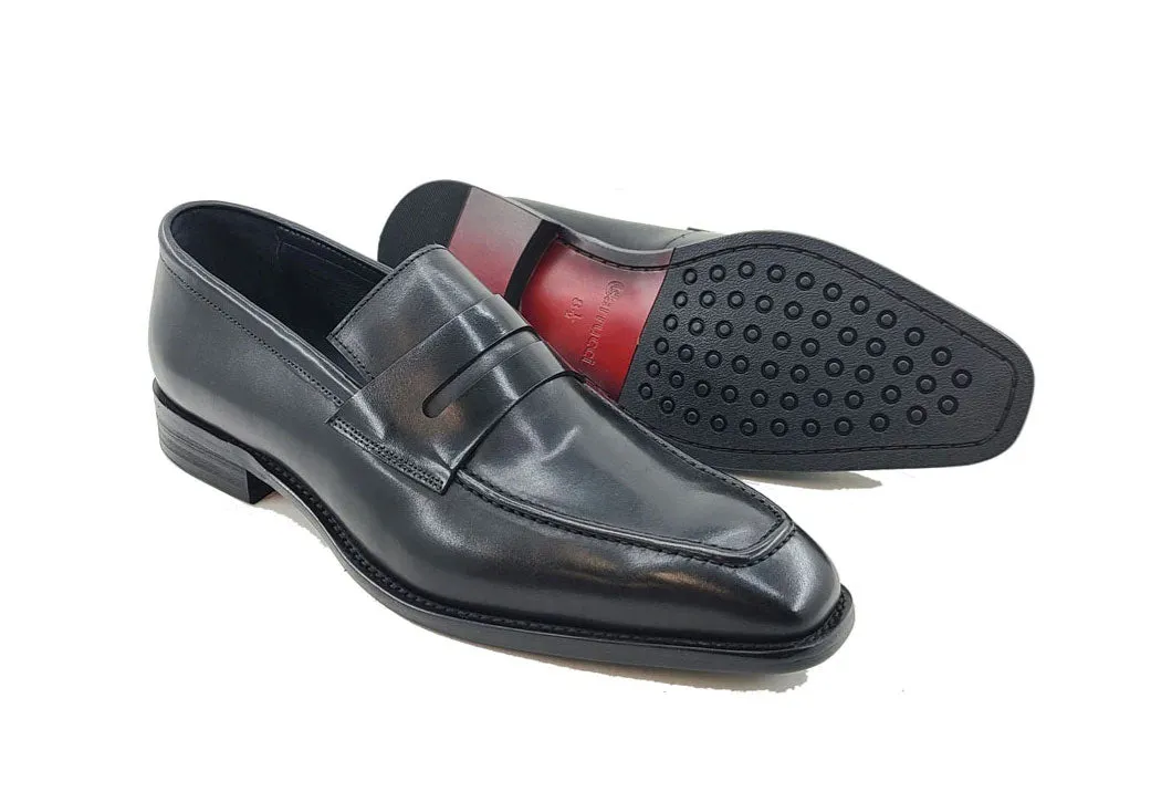 Patina Calfskin Slip-On Penny Loafer Black