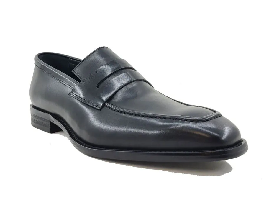 Patina Calfskin Slip-On Penny Loafer Black