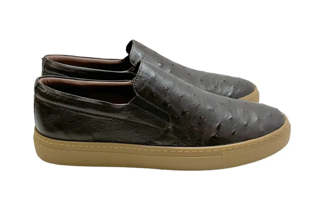 Pelle "Grafton" Ostrich Slip-On Loafer Brown