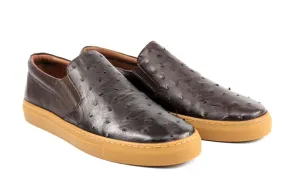 Pelle "Grafton" Ostrich Slip-On Loafer Brown