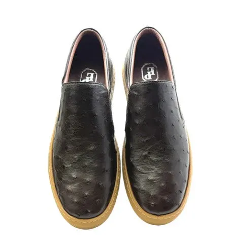 Pelle "Grafton" Ostrich Slip-On Loafer Brown