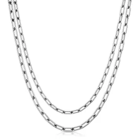 Silver Double Medium Link Chain Necklace