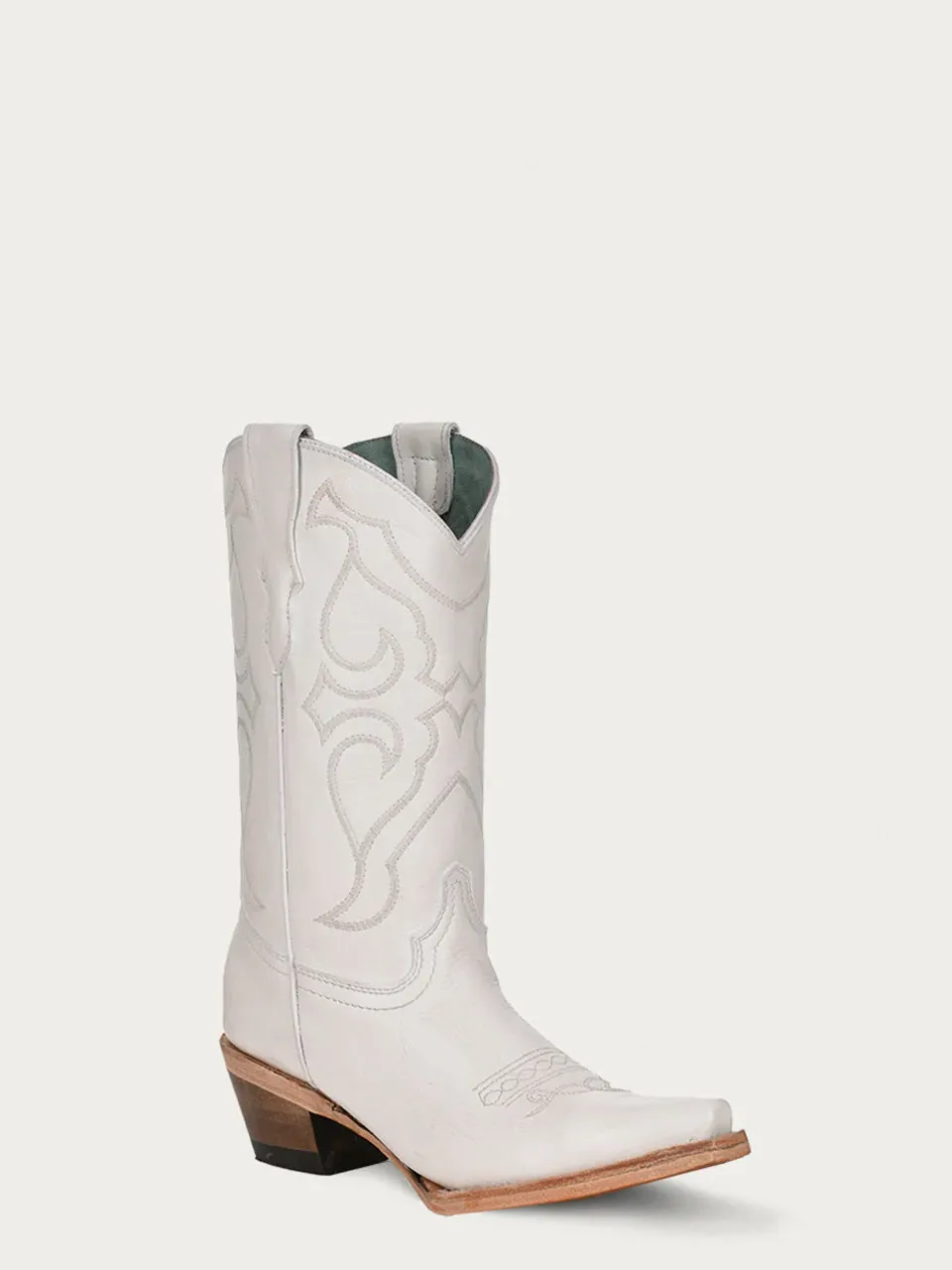 T0143 - TEEN'S EMBROIDERY WHITE SNIP TOE COWBOY BOOT