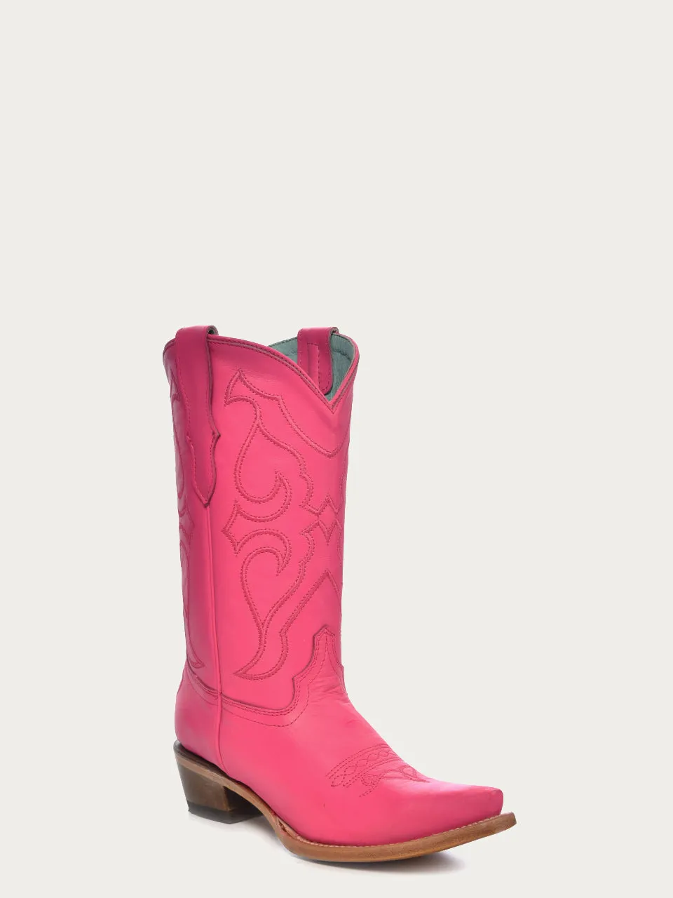 T0148 - TEEN'S EMBROIDERY PINK/FUCHSIA SNIP TOE COWBOY BOOT