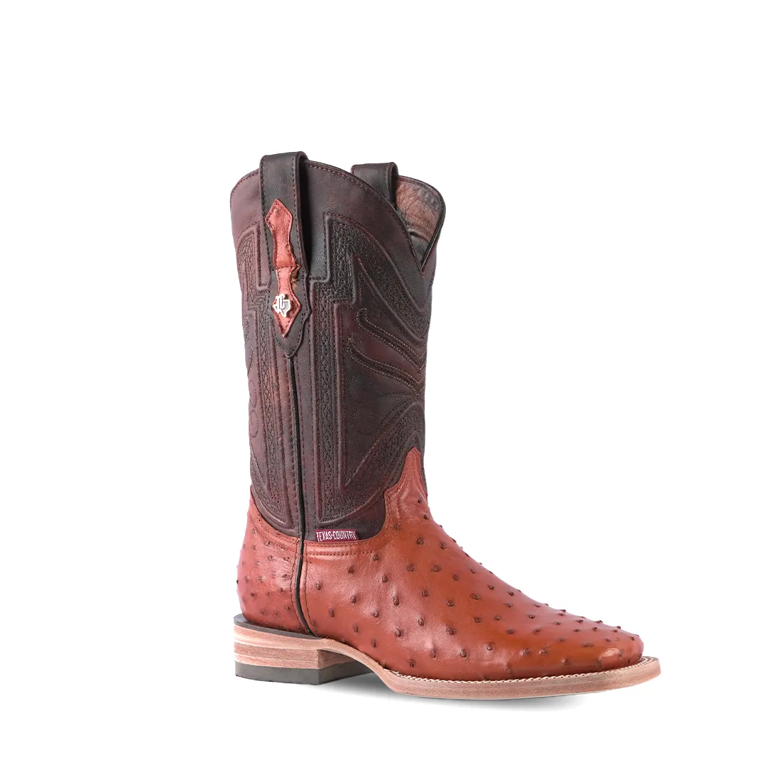 Texas Country Exotic Boot Ostrich Brandy AV20