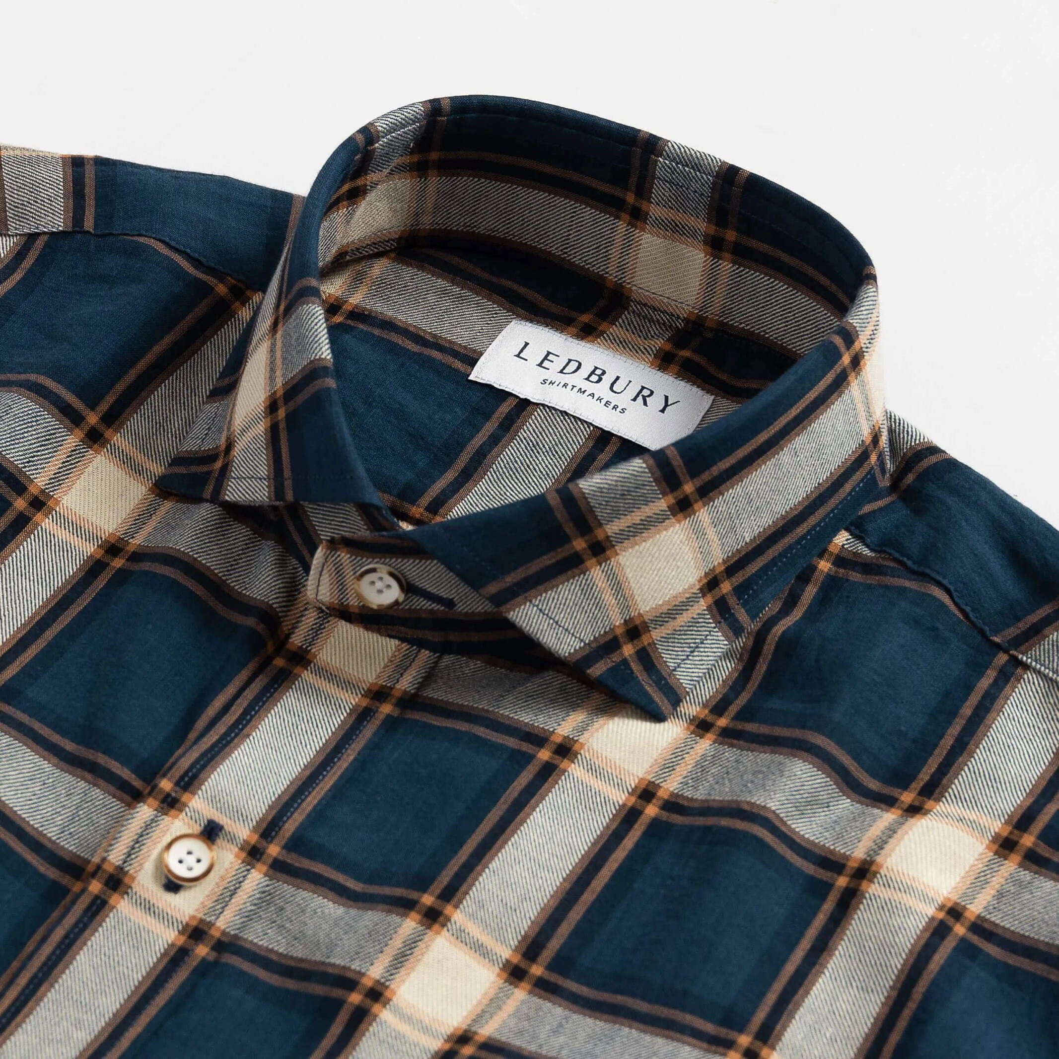 The Navy Blue Albini Byrne Plaid Custom Shirt