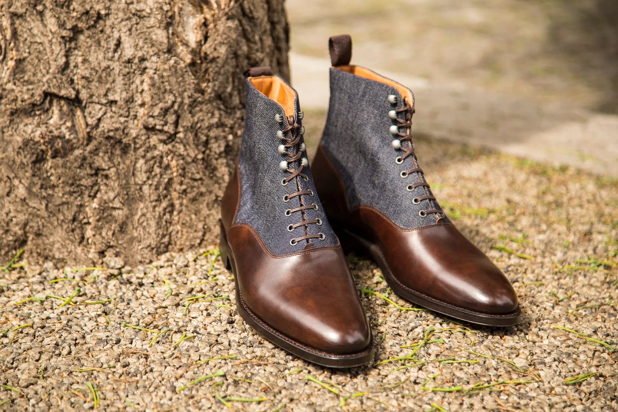 Wedgwood - MTO - Dark Brown Museum Calf / Denim - TMG Last - Single Leather Sole