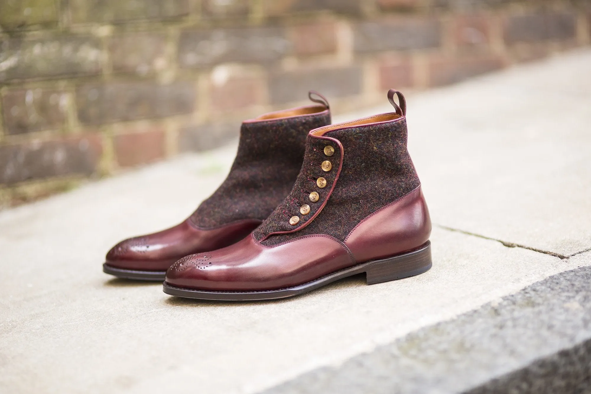 Westlake - MTO - Burgundy Calf / Burgundy Medley Tweed - NGT Last - Single Leather Sole