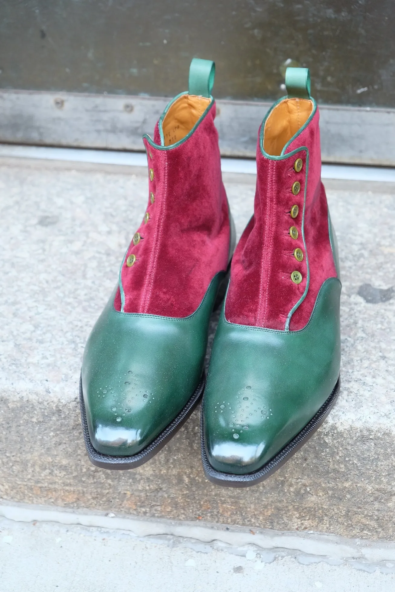 Westlake - MTO - Forest Green Calf / Burgundy Velour - LPB Last - Single Leather Sole