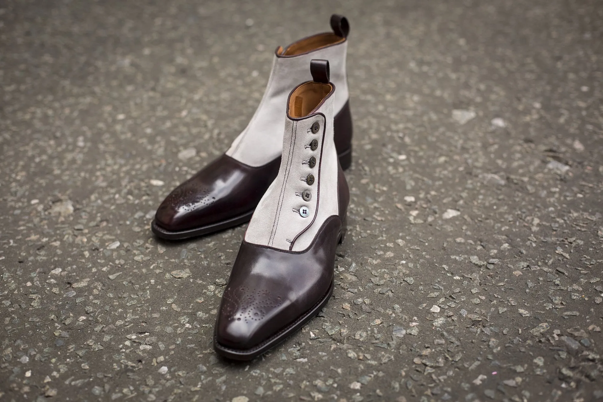 Westlake - MTO - Plum Museum Calf / Pearl Grey Suede - MGF Last - Single Leather Sole